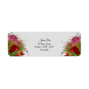 Red Flowers Address Labels