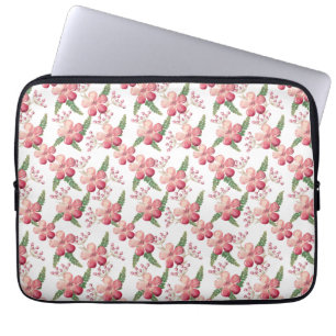 Red Flowers and Berries with Green Leaves  Laptop Sleeve