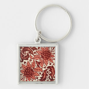 Red Flowers and Fruit Antique Pattern Key Ring