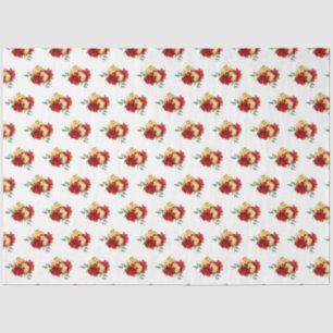 Red Flowers and Greenery Pattern Tissue Paper