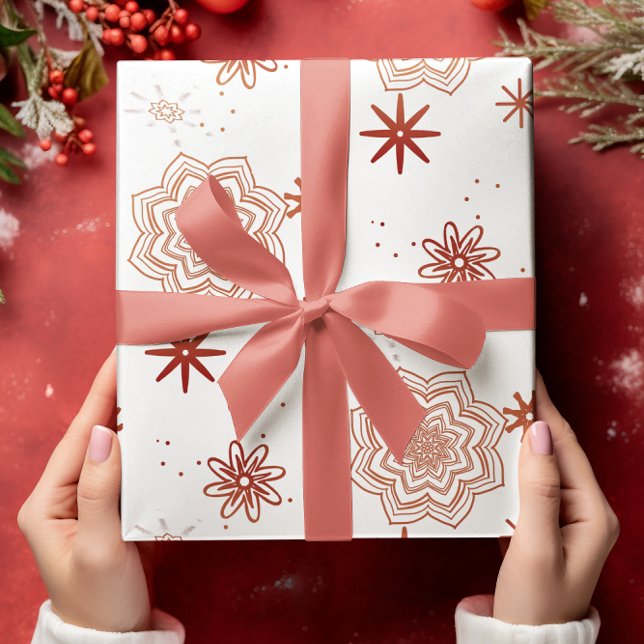 Red flowers and Starts Wrapping Paper Sheet (Creator Uploaded)