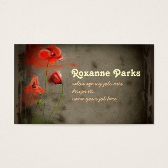 red flowers art business card