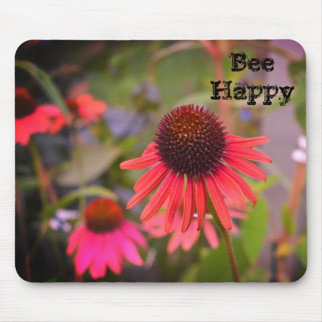 Red Flowers at RHS Wisley Bee Happy Mouse Mat (Front)