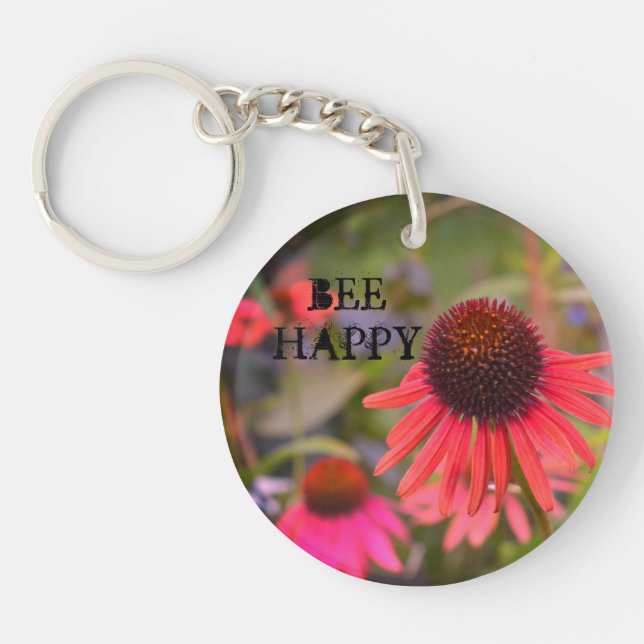 Red Flowers at RHS Wisley Classic Round Key Ring (Front)