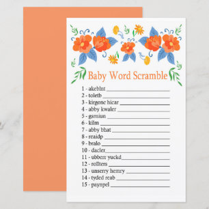 Red flowers Baby word scramble game