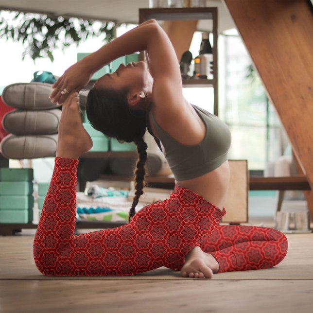 Red Flowers Bold Elegant Pattern Floral Hype Leggings (Creator Uploaded)