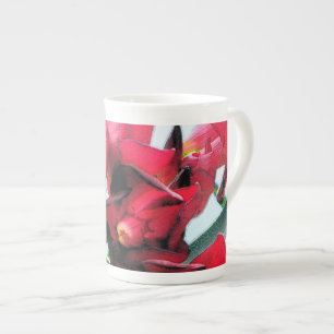 Red Flowers Bone China Mug
