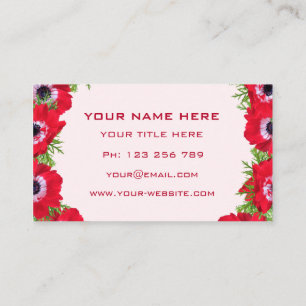 Red Flowers Business Card Template Your Own Design