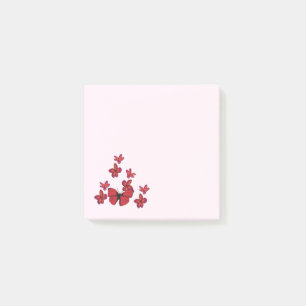 Red Flowers Butterfly Post-it Notes