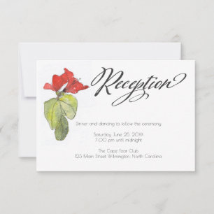 Red Flowers Calligraphy Script Wedding Reception Invitation