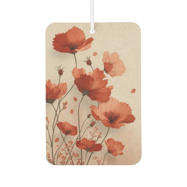 Red flowers. car air freshener (Front)