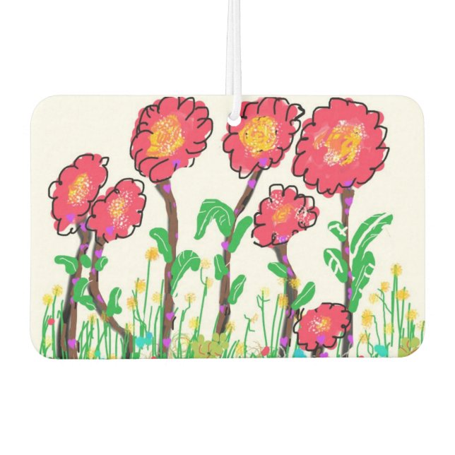 Red Flowers  Car Air Freshener (Front)