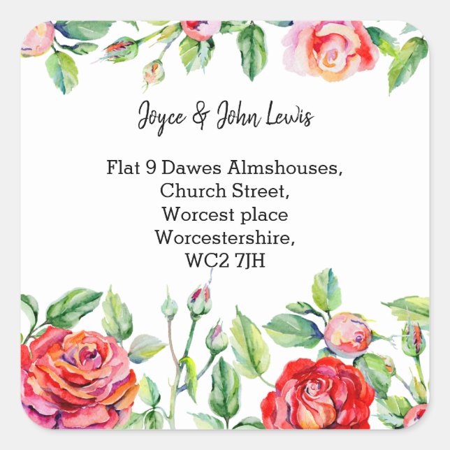 red flowers Change of address label (Front)