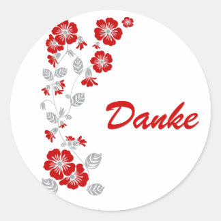 red flowers classic round sticker