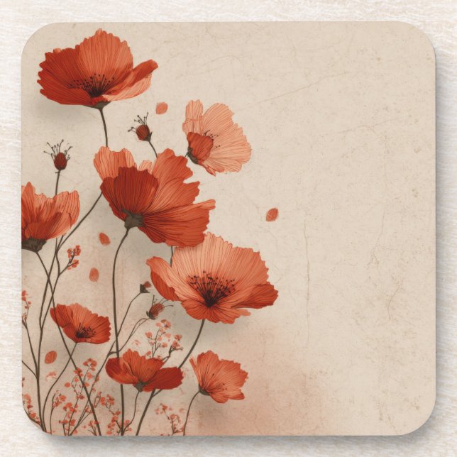 Red flowers. coaster (Front)