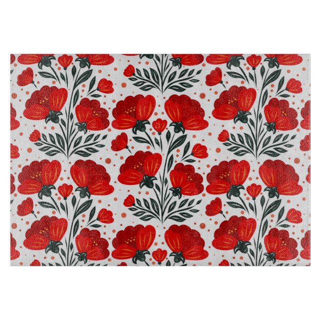 Red flowers cutting board (Front)