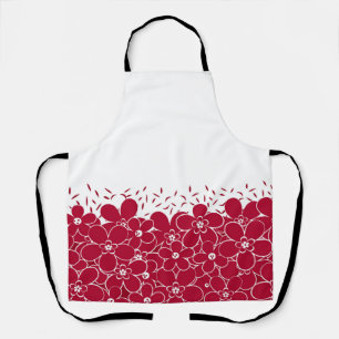 Red flowers daisies on white background  apron