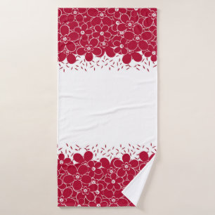 Red flowers daisies on white background bath towel set