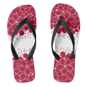 Red flowers daisies on white background    flip flops