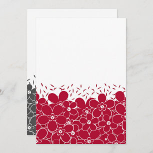 Red flowers daisies on white background invitation