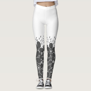 Red flowers daisies on white background leggings
