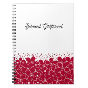 Red flowers daisies on white background notebook