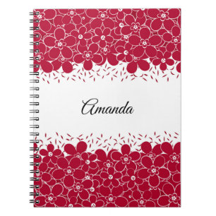 Red flowers daisies on white background notebook