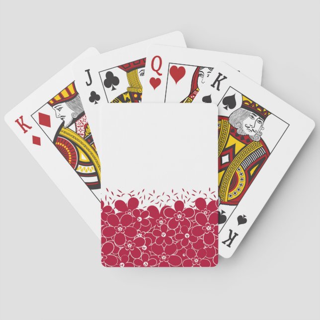 Red flowers daisies on white background playing cards (Back)