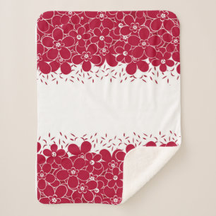 Red flowers daisies on white background sherpa blanket