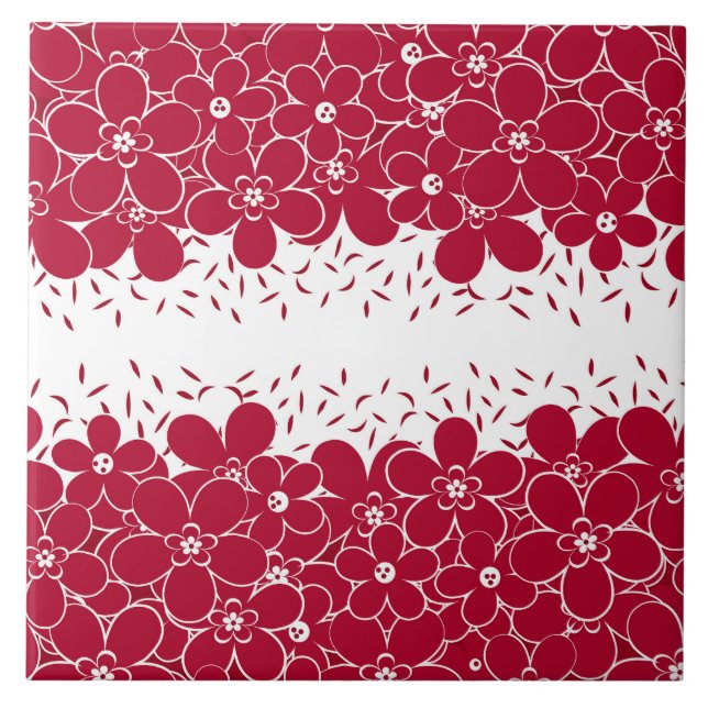 Red flowers daisies on white background  tile (Front)