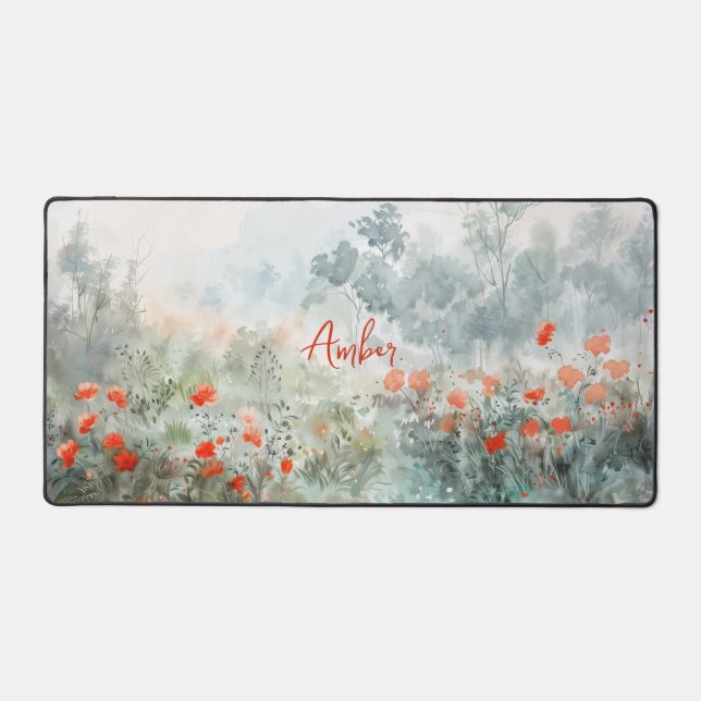Red Flowers Desk Mat (Front)
