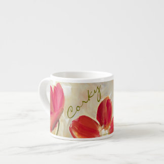 Red Flowers Espresso Cups