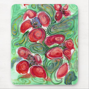 Red Flowers Fantasy Mouse Mat
