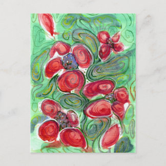Red Flowers Fantasy Postcard