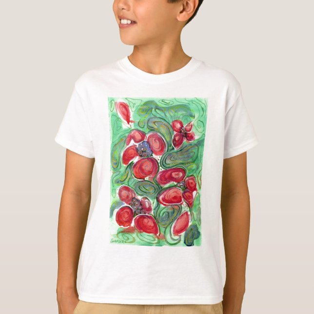 Red Flowers Fantasy T-Shirt (Front)