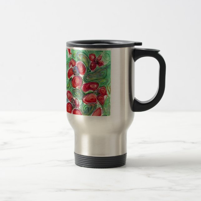 Red Flowers Fantasy Travel Mug (Right)