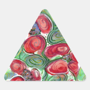 Red Flowers Fantasy Triangle Sticker
