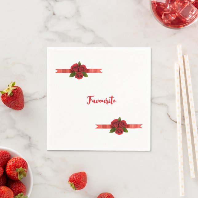 Red Flowers Favourite Napkin (Insitu)