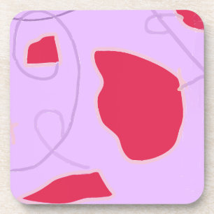 Red flowers field design Hard plastic coaster