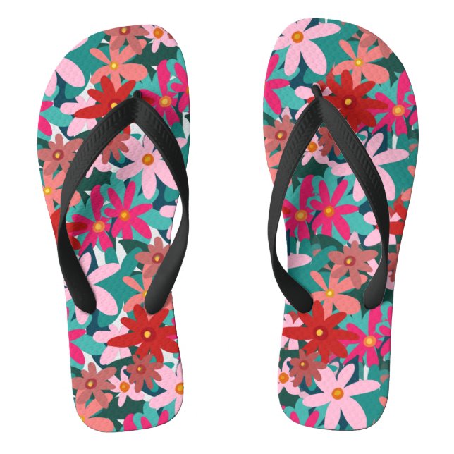 RED FLOWERS FLIP FLOPS (Footbed)