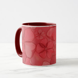 Red Flowers Floral Art Mug Cup