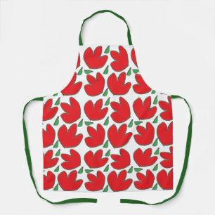 Red Flowers Floral Pattern  Apron