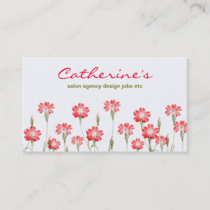 red flowers garden design business card