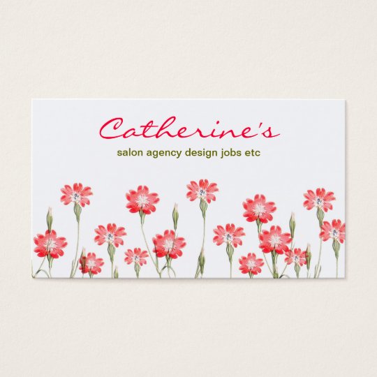 red flowers garden design business card