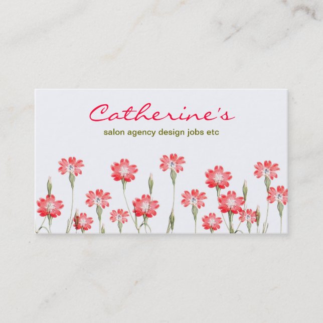 red flowers garden design business card (Front)