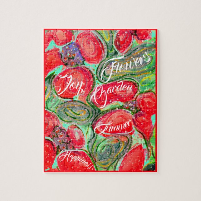 Red Flowers Garden Fantasy, Your Words Jigsaw Puzzle (Vertical)