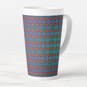 Red Flowers got the Blues Latte Mug