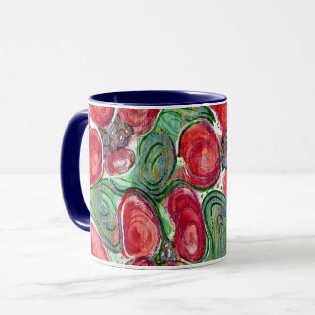 Red Flowers, Green Leaves Fantasy Mug (Front Left)