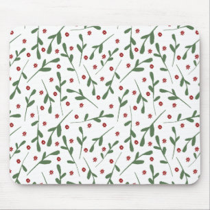 Red flowers, Green leaves pattern Mouse Mat