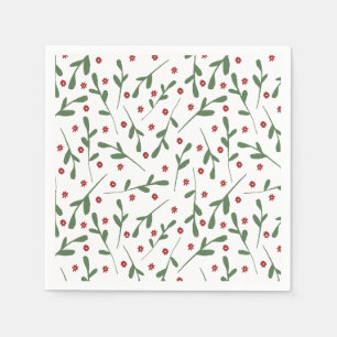 Red flowers, Green leaves pattern Napkin